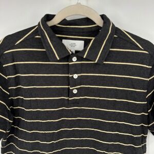 Jack Spade Bleecker Street Mens Striped Polo Shirt Gray Yellow Cotton Medium